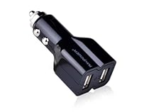 RAVPower® RP-CC01 Dual USB Car Charger (15.5W / 3.1Amps Output, Black), for Apple and Android Devices including iPhone 5, 4S, 4, iPad 4, 3, 2, Mini, iPods, Samsung Galaxy S4, S3, S2, Note 2, etc.