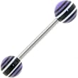 Purple-White-Black Bazooka Stripe Barbell Tongue Ring