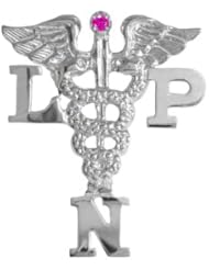 NursingPin - Licensed Practical Nurse LPN Nursing Pin with Ruby in Silver