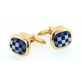 18ct yellow gold cufflinks with lapis lazuli and mother of pearl by 
