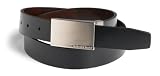 Geoffrey Beene Mens 1 1/8" Bridle Leather Reversible Belt, Black/Brown