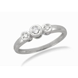 10k White Gold 3-Stone Diamond Ring (.05 cttw, I-J Color, I2-I3 Clarity), Size 6