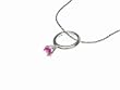 Sterling Silver CZ July Birthstone Ring Necklace with 18" Figaro Chain