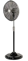 Hunter 90122 17-Inch Oscillating Stand Fan, Satin Black with Brushed Nickel