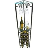 15-Bottle Brushed Steel Corner Wine & Stemware Rack