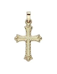 14K Gold Cross Pendant in a Florentine Budded Ends Design 14K Gold Jewelry 14K Gold Gift Boxed