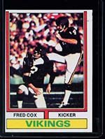 1974 Topps Regular (Football) Card# 515 Fred Cox of the Minnesota Vikings VGX Condition