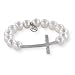 Diamond cross pearl bracelet title=