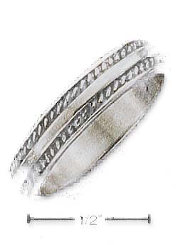 Sterling Silver 4mm Coin Edge High Polish Center Band Ring - Size 9.0