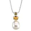14K White Gold Paspaley South Sea Cultured Pearl, Peridot and Citrine Pendant