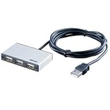 バッファローコクヨサプライ BUFFALO USB2.0Hub バスパワー 4ポート アルミボディ ロングケーブル シルバー BHB4U216LSVA
