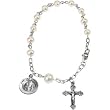 Sterling Silver First Holy Communion Freshwater Pearl Rosary Bracelet