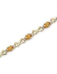14K Yellow Gold Oval Citrine and Diamond Bracelet