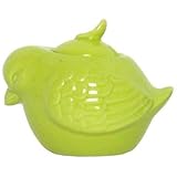Stoneware Pottery Kiwi Green Bird Sugar Bowl 3 x 3.75, 8oz Set of 2