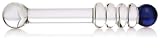 Don Wand Glass Pleasure Wand, Blue Tip with Clear Rings