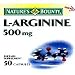 L - Arginine 500 Mg Dietary Supplement Capsules, By Natures Bounty - 50 Capsules