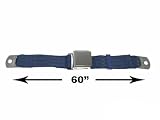 2-Point Lap Seat Belt, Navy, 60 Inch Length, with Chrome Lift Latch