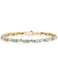 10k Yellow Gold Diamond and Blue Topaz Bracelet