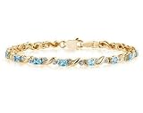 10k Yellow Gold Diamond and Blue Topaz Bracelet