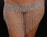 Stretch Beaded Belly Chain Mini Skirt or Top Gold Tone or Silver Tone