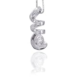 14K White Gold 0.06 ct. Diamond Solitaire Pendant with Chain