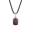 Necklace - N21 - Genuine Semi Precious Stone Hung on a Triple-Strand Twisted Silk / Satin Cord + 2" Extension Chain - Rounded Rectangular Shape ~ Tiger Jasper ~ SERENITY CRYSTALS