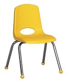 14" Plastic Stack Chair with Chrome Legs Glide: Ball Glide, Seat Color: Yellow