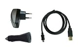 mr!tech | 4in1 Sync & Ladegerät-Set: Datenkabel/Ladekabel + Netzteil-Adapter (220V) + Auto/Kfz-Adapter (12V/24V) für Garmin Nüvi Nuvi 205, 205(T) 200W, 250, 250w, 255WT , 270, 300, 310, 350, 360 T, 370, 610 T, 650, 660 T, 660 TFM, 670, 670T, 670 TFM, 710, 750, 750 TFM, 760, 760TFM, 770, 770 TFM, 780, 850, 860, 880, 5000, Zumo 400, Zumo 500, Zumo 550, StreetPilot i2, i3, i5, iQue 3000 GPS Garmin EDGE 205, 305, 605, 705 Forerunner 205, 301, 305 Colorado 300 400 t i c GPS MAP 276C 278