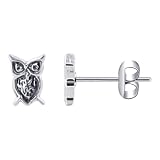 Sterling Silver Plain Owl Stud Earrings