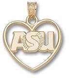 Arizona State Sun Devils ASU Sunburst Heart Pendant - Sterling Silver Jewelry