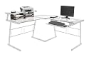 Glass and Chrome L Shaped Computer Desk