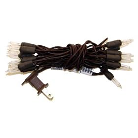 15 Light Brown Wire Clear Miniature String Christmas Holiday Light Bulb Set by 