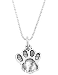 Sterling Silver One Sided Animal Paw Print Necklace