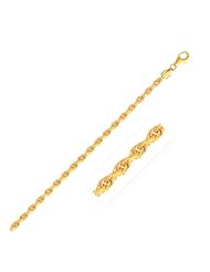 2.75mm 14K Yellow Gold Solid Diamond Cut Rope Chain