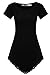 Meaneor Women's Round Neck Short Sleeve Lace Hem Solid Tunic Top Shirts