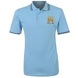 Official Manchester Man City FC Mens Short Sleeved Polo Shirt Top Sky Blue Large