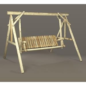 8' Rustic Piazza Natural Cedar Log-Style Wooden Outdoor Garden Swing by