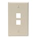Leviton 41080-2IP QuickPort Wallplate, Single Gang, 2-Port, Ivory