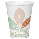 Bare PLA Hot Cups, White w Leaf Design, 8 oz., 500 Carton by SOLO Cup Company