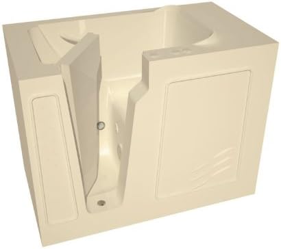 Meditub MT2952LBH Curved Door 29 by 52 by 40-Inch Hydrotherapy Walk In Bathtub Spa Left Side Door, Biscuit
