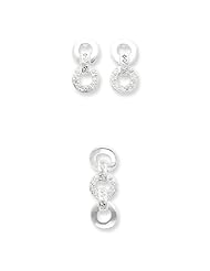 Sterling Silver Cz Earring & Pendant Set, Best Quality Free Gift Box Satisfaction Guaranteed