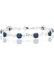 0.01 Cts Diamond & 7.12 Cts London Blue Topaz Bracelet in 14K White Gold