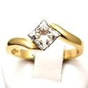 Certified 18ct Yellow Gold 1.10ct F-SI1 Princess Cut Diamond Engagement Ring