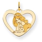 14k Disney Jasmine Heart Charm - JewelryWeb