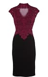 NoeMie Women Lace Elegant Sleeveless Dress,Red