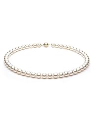 14k Gold 8-8.5mm White Japanese Akoya Saltwater Cultured Pearl Necklace AA+ Quality, Choker Lengths - 14, 15, 16 Inches