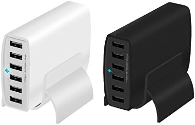 Zeegox® Multi-USB Charger 60W 6-Port High Speed Smart USB Charger for iPhone iPad Samsung Cell Phone Tablet and More USB-Charged Device (Black)