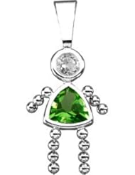Genuine Ibiza 14K White Gold Girl Pendant With Cz & Tri Births May Tation Birthstone Grams 0.7.100% Satisfaction Guaranteed.