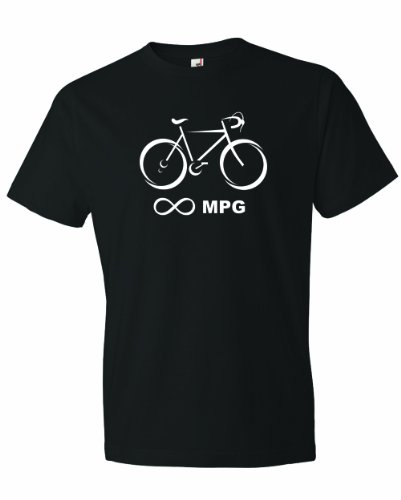 Men's Bicycle Infinity Miles Per Gallon MPG Unlimited Bike Cyclist T-Shirt-Black-Large