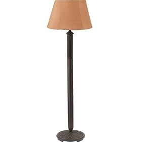 Royce Lighting RLFL5141/1-21 Brookhaven Collection Single-Light Indoor/Outdoor Floor Lamp, Ochre Fabric Shades, Grecian Bronze Finish